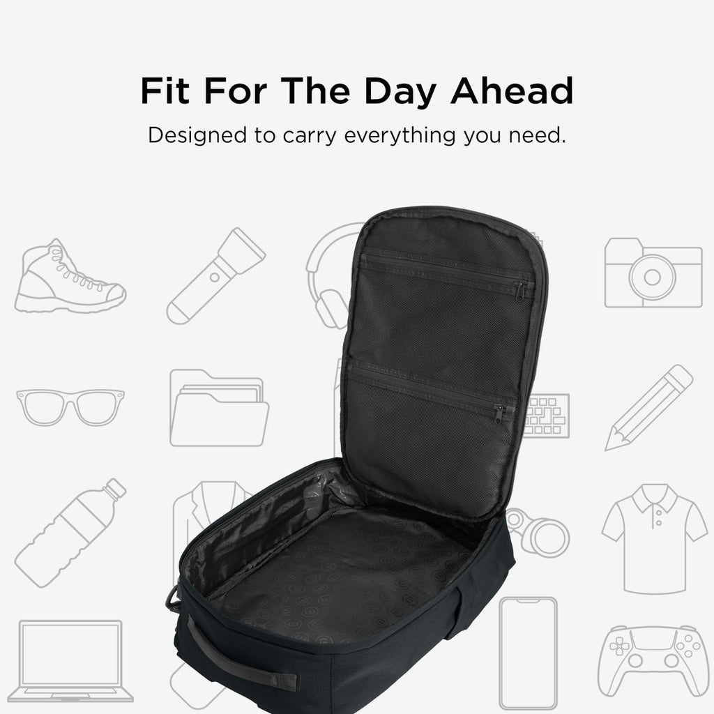 TravisMathew Lateral Convertible Travel Backpack/Briefcase with Laptop Compartment & Trolley Sleeve, Black