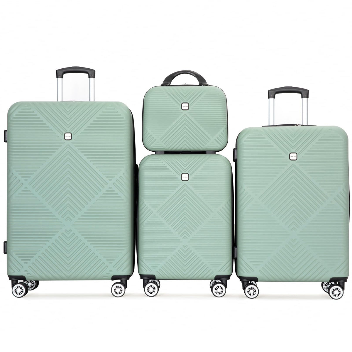 Tripcomp Luggage 4 Piece Set, Hardshell ABS Suitcase Set with Double Spinner Wheels, Lightweight Durable Large Luggage set, Carry On and Checked Travel Luggage, Olive Green