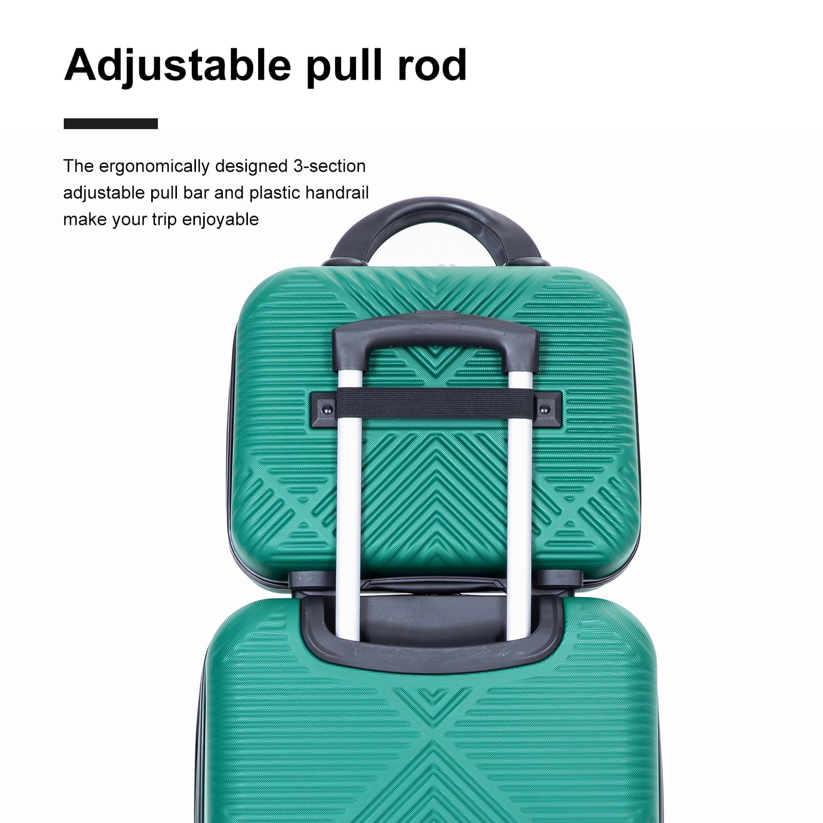 Tripcomp Luggage 4 Piece Set, Hardshell ABS Suitcase Set with Double Spinner Wheels, Lightweight Durable Luggage set, Carry On and Checked Travel Large Luggage, Dark Green