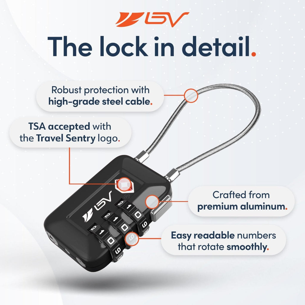 TSA Accepted Luggage Travel Lock, Set - Your - Own Combination Lock for School Gym Locker, Luggage Suitcase Baggage Locks, Filing Cabinets, Toolbox, Case (Black, 2 Pack)