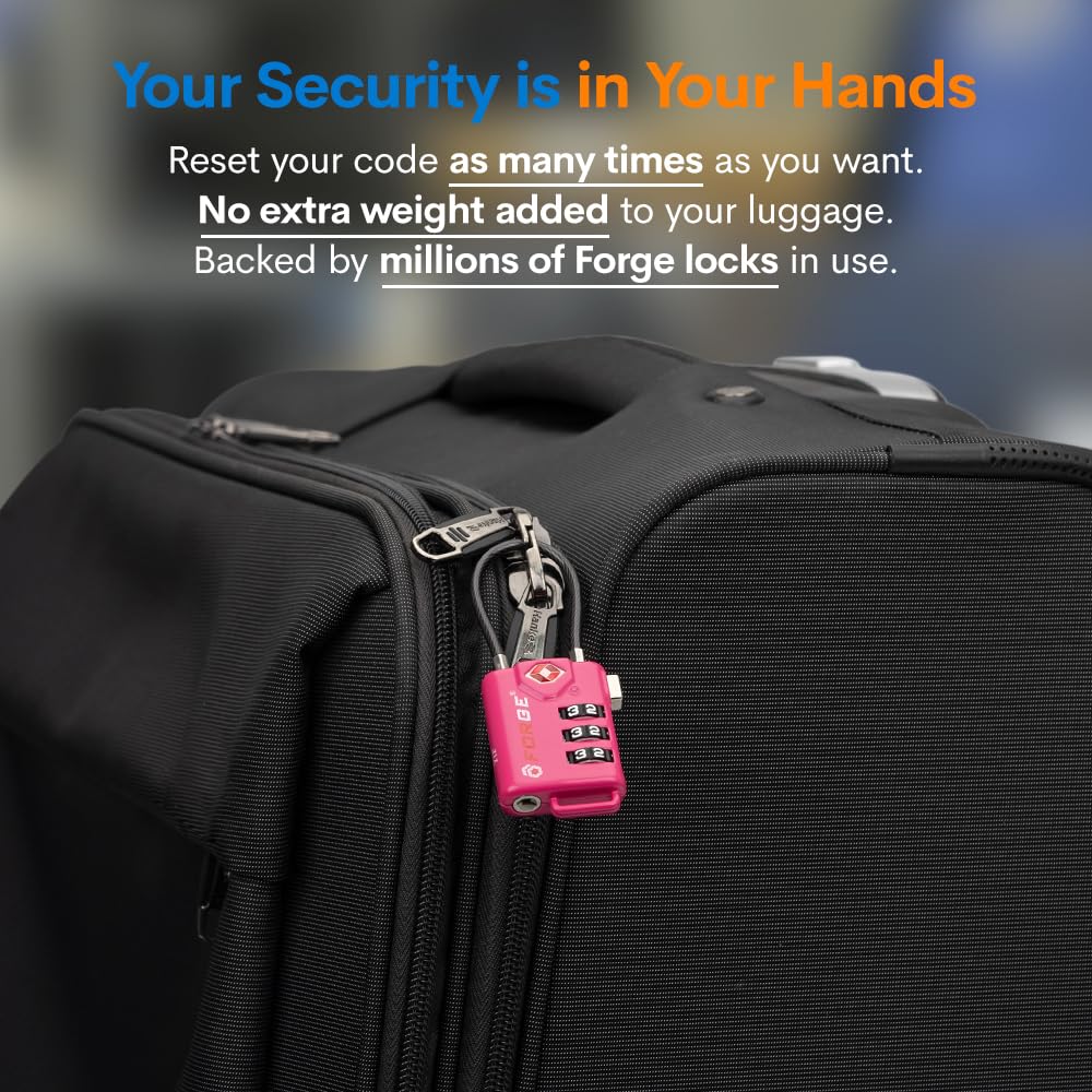 TSA Approved Cable Luggage Locks, Re - settable Combination with Alloy Body