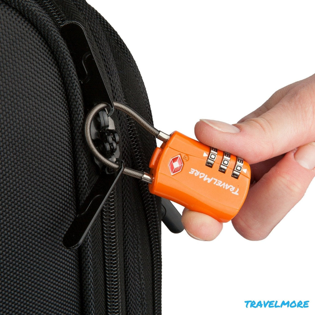 TSA Approved Travel Combination Cable Luggage Locks for Suitcases & Backpacks - 1 Pack of Orange TSA Lock