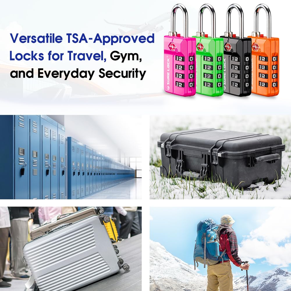 TSA Approved Travel Luggage Locks, Open Alert Combination Lock for School Office & Gym Locker ,Toolbox, Pelican Case,Easy Read Dials - 1, 2 & 4 Pack (1, Yellow 2 Pack)