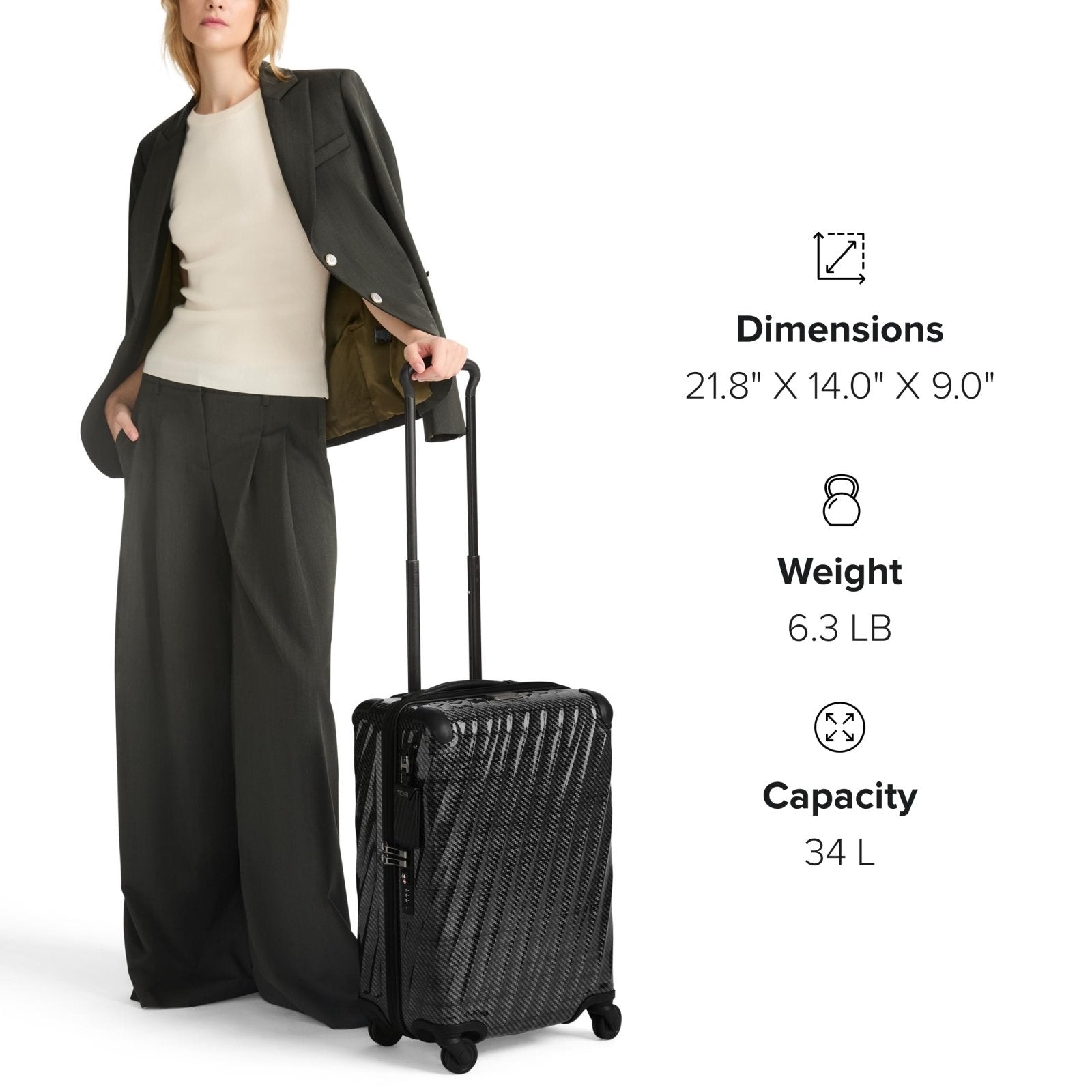 TUMI - 19 Degree Lite 4 Wheel Luggage - Lightweight and Highly Durable, Modern Contour, Hard Shell Men's and Women's Suitcase - 21.75" International Carry - On, Titanium Grey