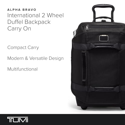 TUMI - Alpha Bravo International 2-Wheeled Duffel Backpack Carry-On - Adjustable Compact Travel Bag - 21.75" X 14.0" X 9.0" - Black