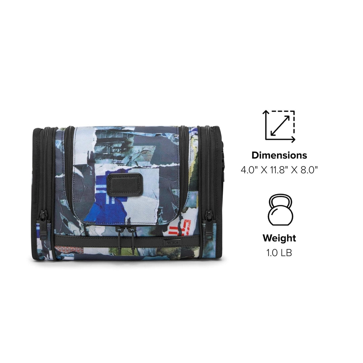 TUMI - Alpha Hanging Travel Kit - Toiletries and Cosmetics Organizer - Travel Essentials Bag with Hooks & Pockets - Black with Red Accents