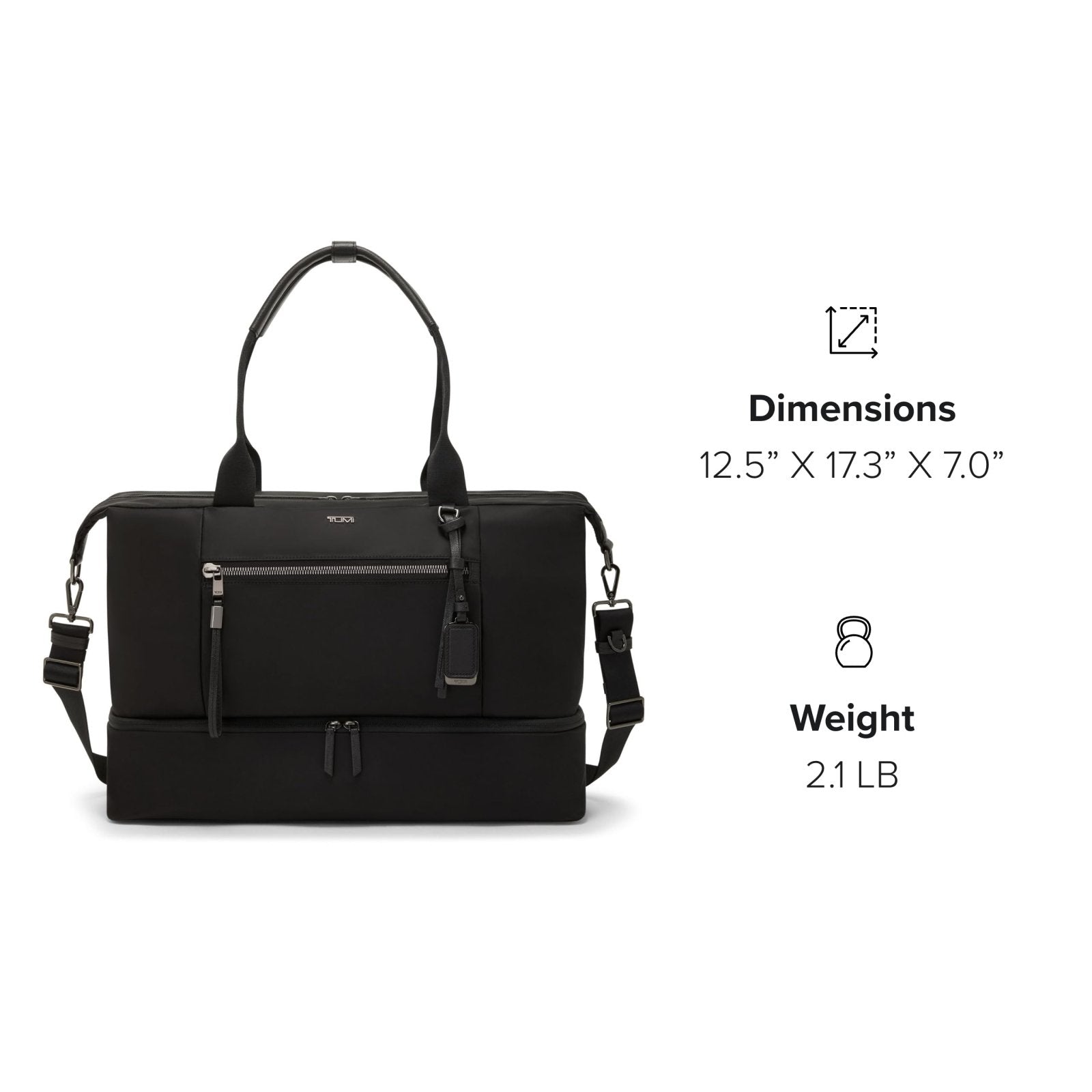 TUMI - Voyageur Contine Weekender - Travel Weekend Bag for Women - Holds Up to 14" Laptop - Multiple Compartment & Pockets - Black & Gunmetal Hardware