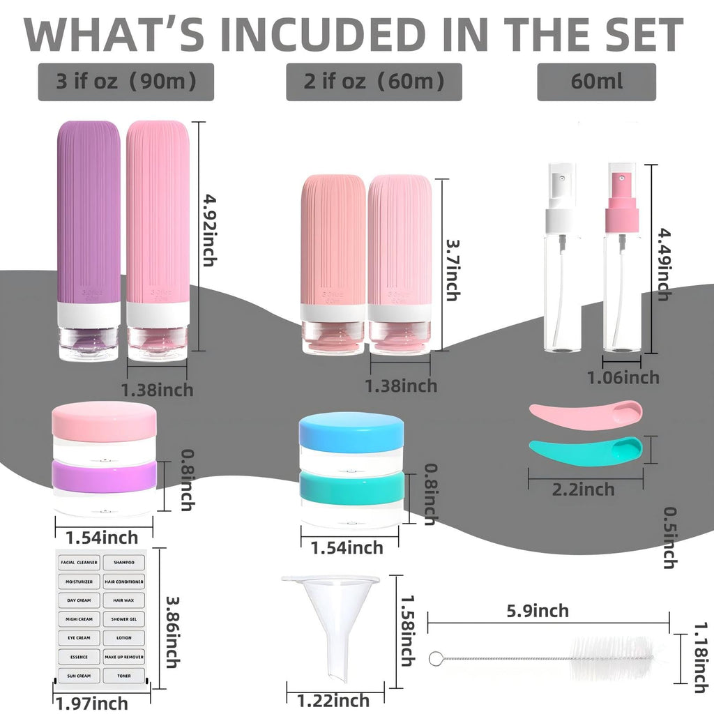 Udihch Travel Bottles - 16 Pack 3.4oz Portable, TSA Approved Leak - Proof Silicone Toiletry Containers, Refillable Squeezable for Shampoo, Conditioner, Cologne, Perfume & Lotion – On - the - Go Essentials