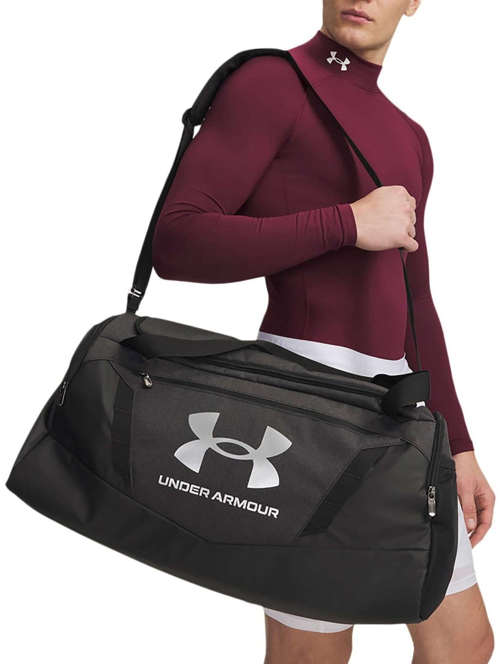 Under Armour Unisex Undeniable 5.0 Duffle, (011) Black Medium Heather/Black/Metallic Silver, Medium