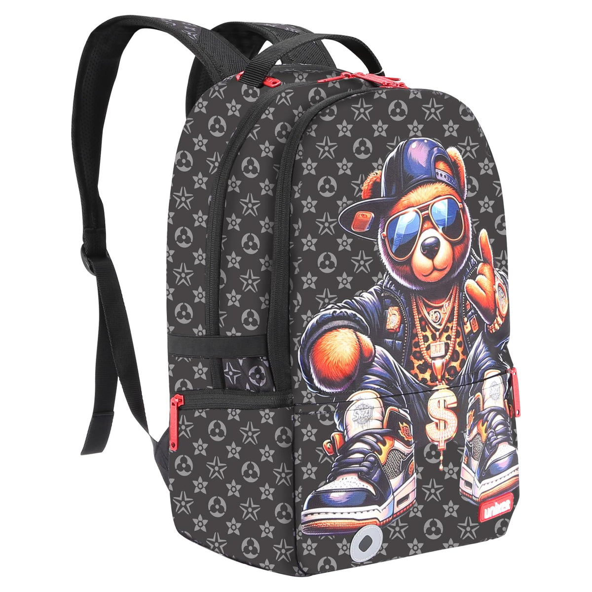 UNIKER Travel Laptop Backpack,Graffiti Backpack for Work,Designer Laptop Backpack for 15.6 Inch,Water Resistant Backpack Computer Bag,Fortune Bear