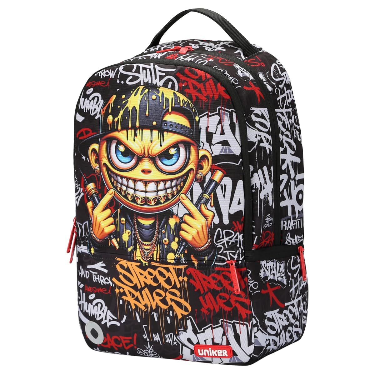 UNIKER Travel Laptop Backpack,Graffiti Backpack for Work,Designer Laptop Backpack for 15.6 Inch,Water Resistant Bag (Smile)