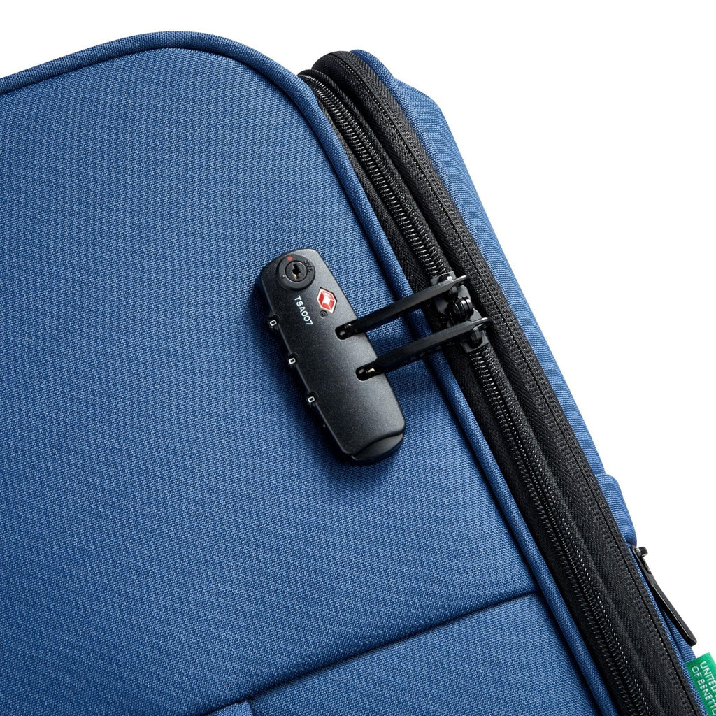 United Colors of Benetton Be Softside Expandable Luggage with Spinner Wheels, Faded Denim, Checked - Large 27 Inch