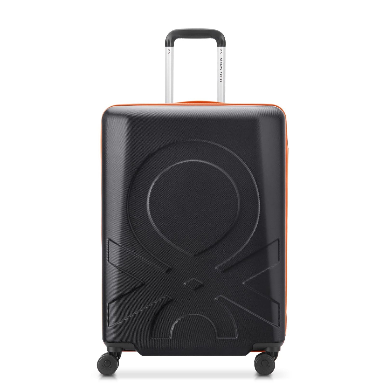 United Colors of Benetton Fabrica Hardside Luggage with Spinner Wheels, Black, Checked-Medium 23 Inch