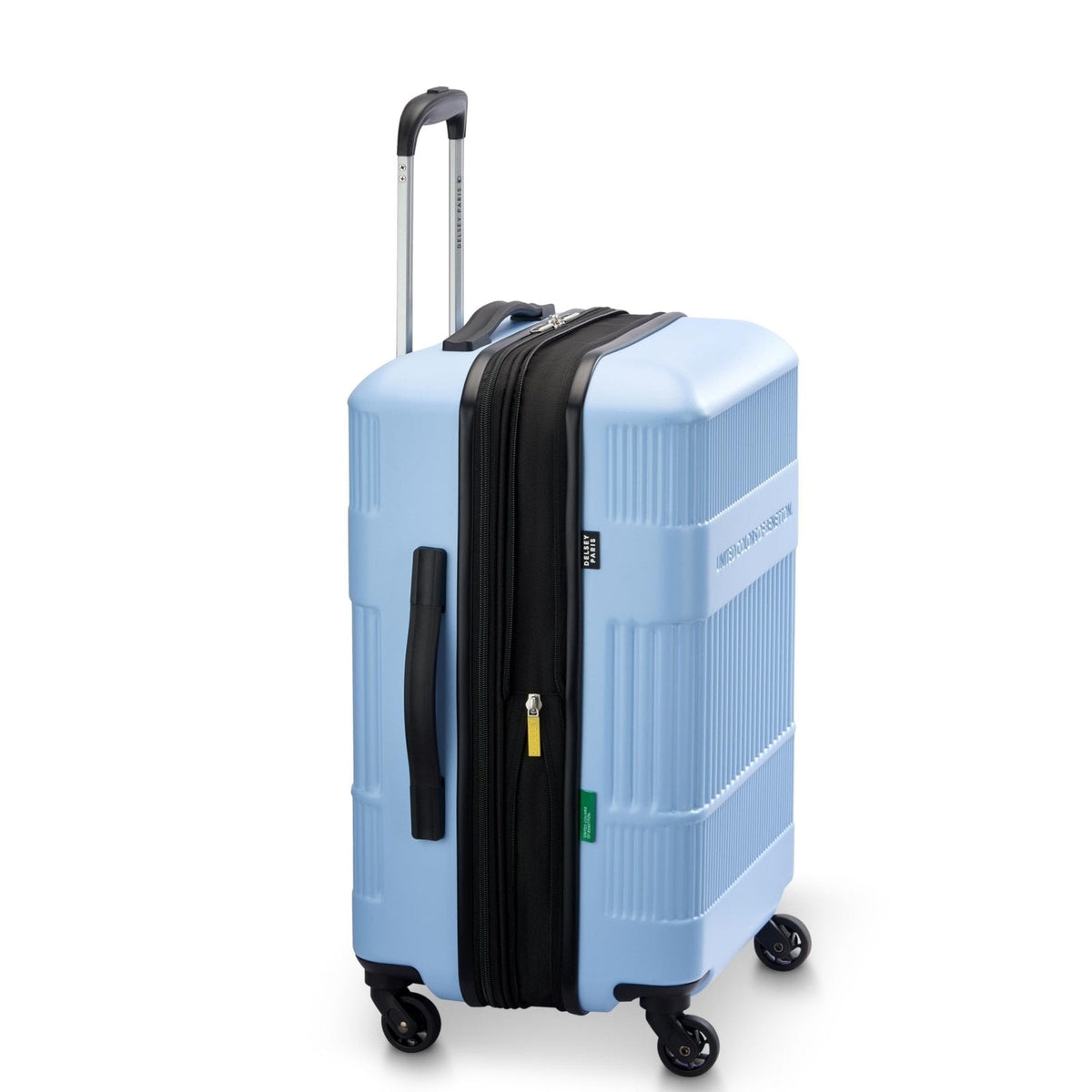 United Colors of Benetton Ribbed Hardside Expandable Luggage with Spinner Wheels, Light Blue, Carry - On 20 Inch