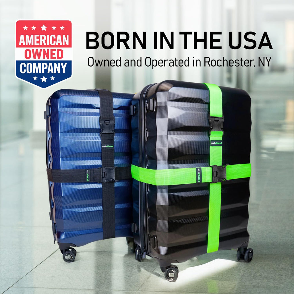 Untethered Luggage Straps | TSA - Approved Suitcase Belts with Heavy - Duty Buckles. Secure Adjustable Travel Accessories for Checked Bags. 4 - Pack