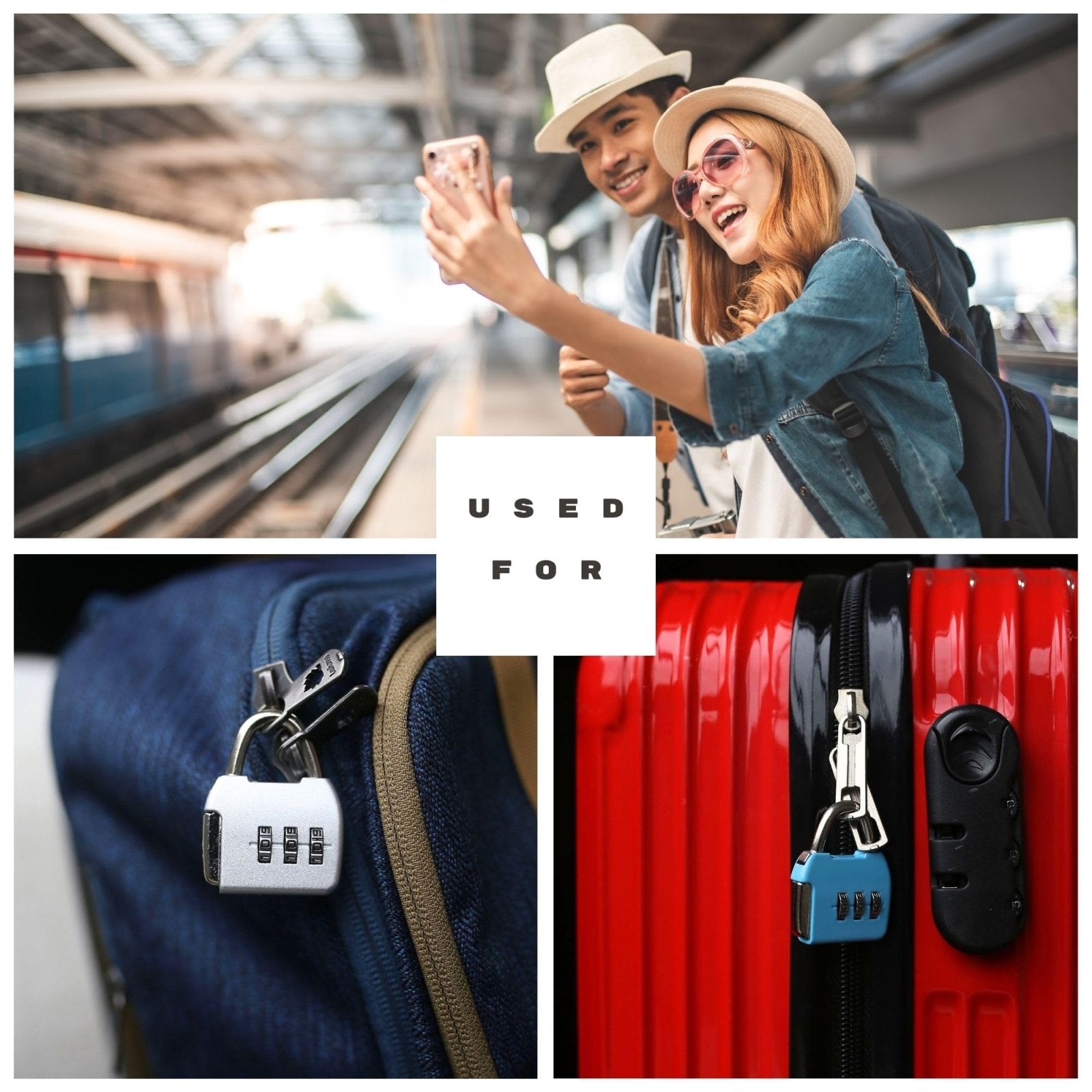 UP Security Small Combo Lock, 3 Code Combination Padlock, Travel Safe Mini Suitcase Luggage Locks, Portable Small Locker Lock for Tool Box, Bag, Backpack Zipper, Diary (Pink+Blue, 2 - Pack)