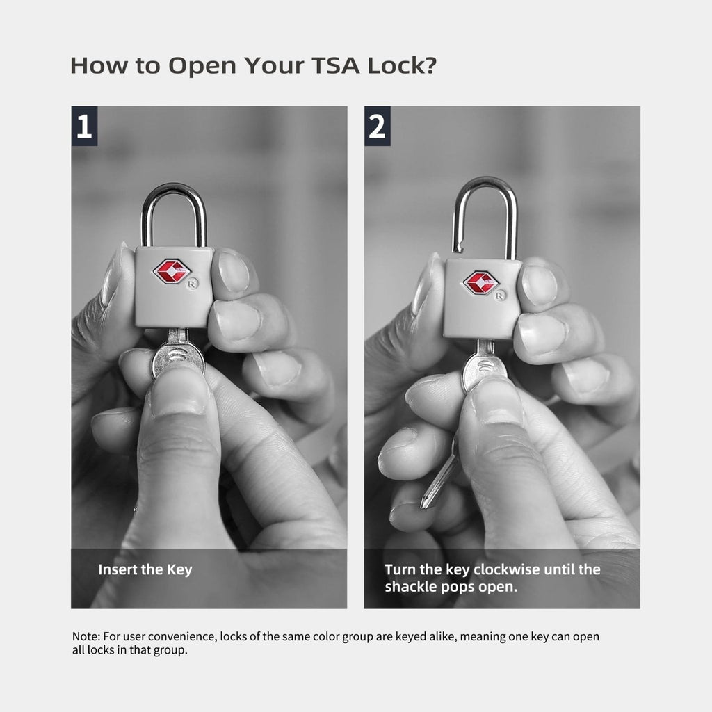 UP Security TSA Locks for Luggage with Keys, Luggage Locks TSA Approved 4 Pack, International Travel Essentials, Small Padlock with Key, Mini Padlock for Suitcase, Backpack, Bag, Zipper, Case, Box