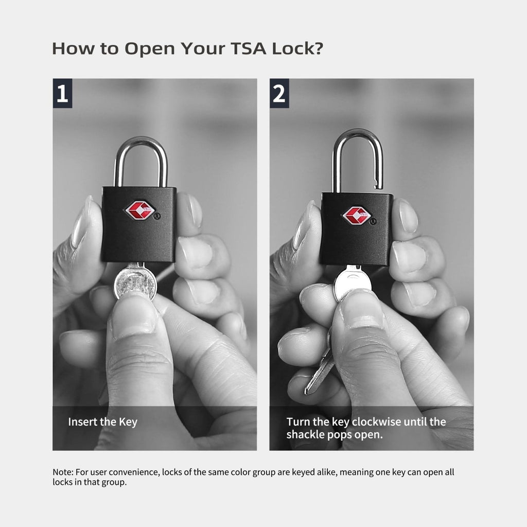 UP Security TSA Locks for Luggage with Keys, Travel Luggage Locks TSA Approved 4 Pack, Small Padlock with Key, Keyed Alike Mini Padlock for Suitcase, Backpack, Bag, Zipper, Case, Box, Small Locker