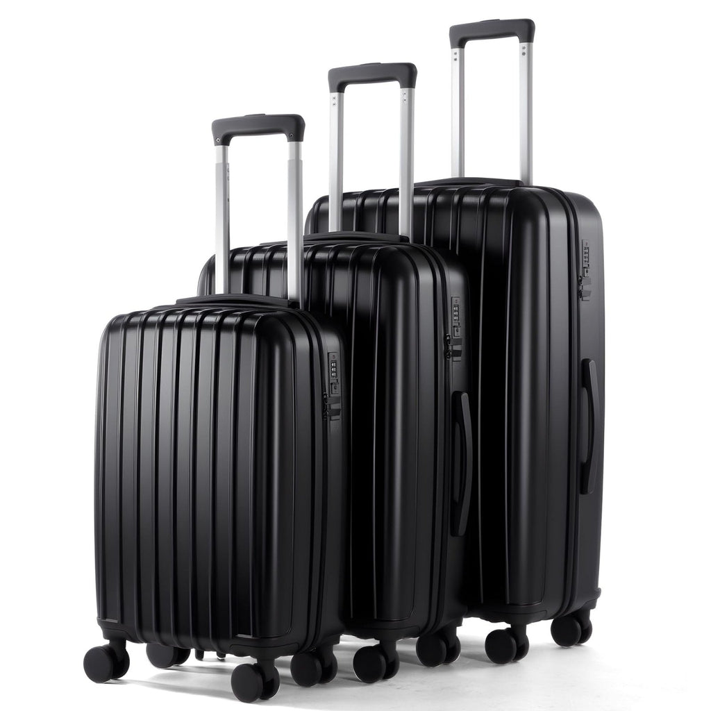UrbanExporer Luggage Sets 3-Piece, ABS+PC Lightweight Suitcase Set with Spinner Wheels, Large Checked Travel Suitcase for Family Travel, Business Trip, Suitcases Sets 20 24 28 Inch, Black