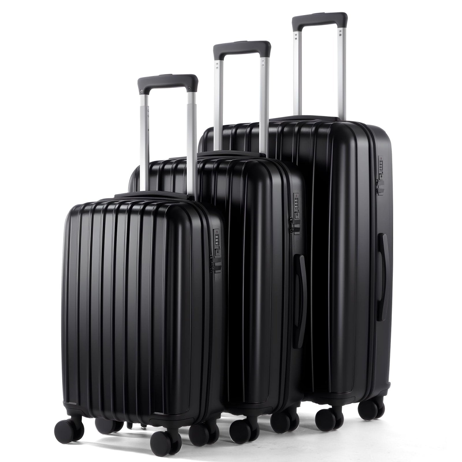 UrbanExporer Luggage Sets 3-Piece, ABS+PC Lightweight Suitcase Set with Spinner Wheels, Large Checked Travel Suitcase for Family Travel, Business Trip, Suitcases Sets 20 24 28 Inch, Black