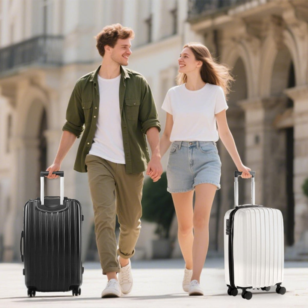 UrbanExporer Luggage Sets 3 - Piece, ABS+PC Lightweight Suitcase Set with Spinner Wheels, Large Checked Travel Suitcase for Family Travel, Business Trip, Suitcases Sets 20 24 28 Inch, Black