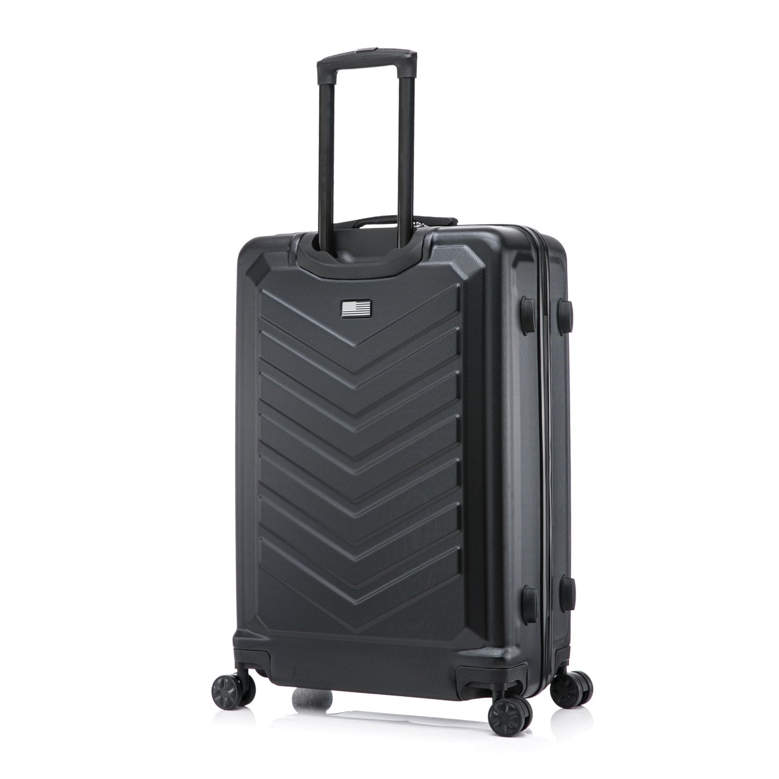 US ARMY FOX 3 Pcs Set Hardshell Luggage with Spinner Wheels | 20, 24, 28 inch Lightweight Travel Suitcase, Chevron Icon, Gel Handle, Retractable Trolley, Side Studs | Black