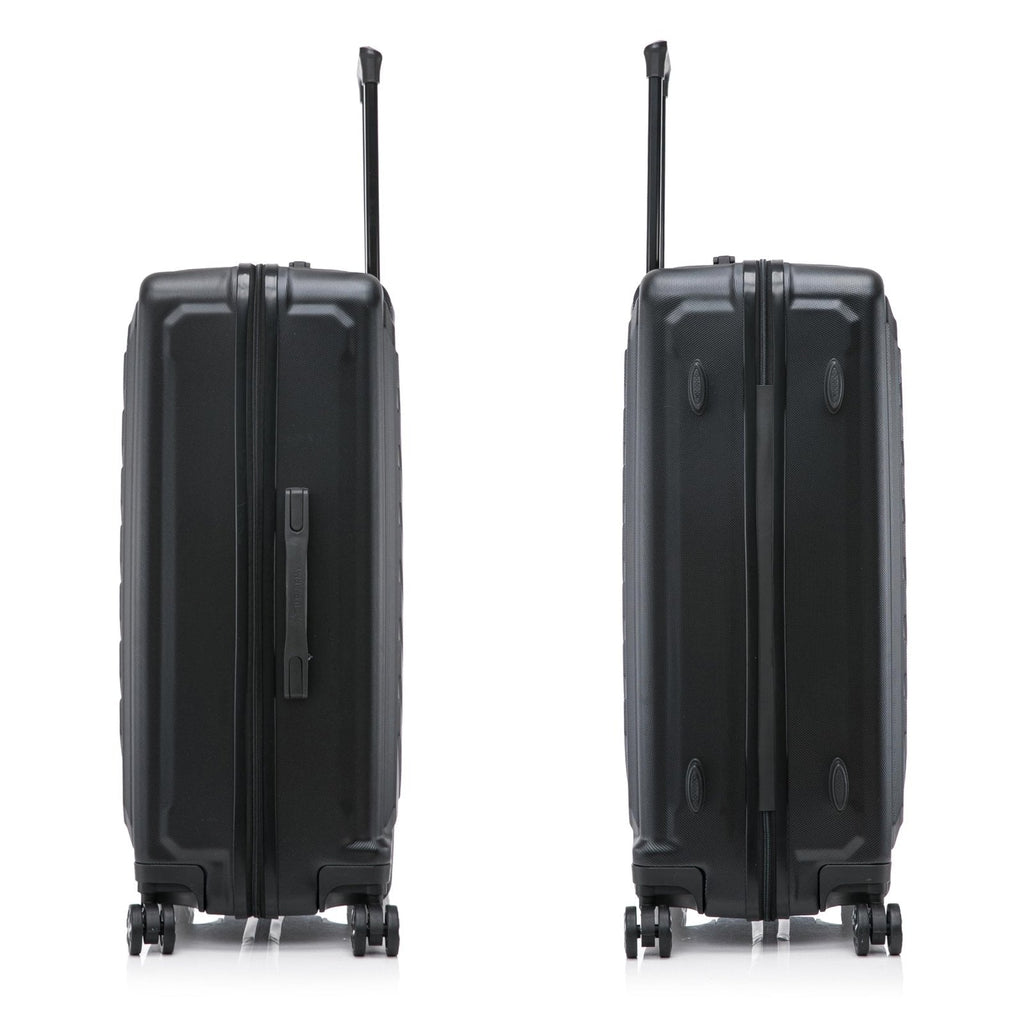 US ARMY FOX 3 Pcs Set Hardshell Luggage with Spinner Wheels | 20, 24, 28 inch Lightweight Travel Suitcase, Chevron Icon, Gel Handle, Retractable Trolley, Side Studs | Black