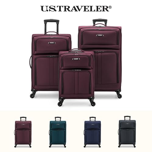U.S. Traveler Anzio Softside Expandable Luggage with Spinner Wheels, Burgundy, 30 - Inch Large
