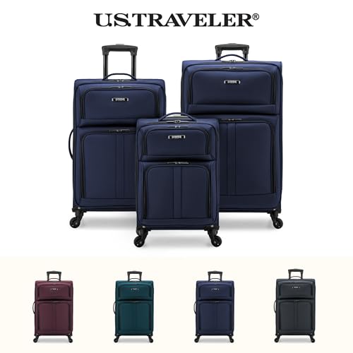 U.S. Traveler Anzio Softside Expandable Luggage with Spinner Wheels, Navy, 22 - Inch Carry - on