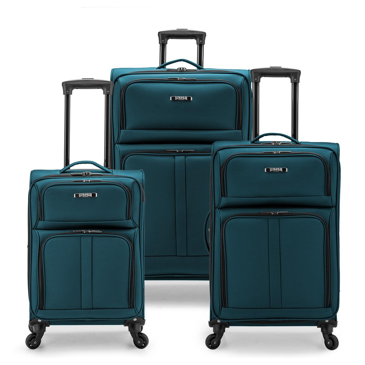 U.S. Traveler Anzio Softside Expandable Luggage with Spinner Wheels, Teal, 3-Piece Set (22/26/30)