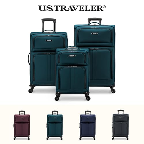 U.S. Traveler Anzio Softside Expandable Luggage with Spinner Wheels, Teal, 3 - Piece Set (22/26/30)