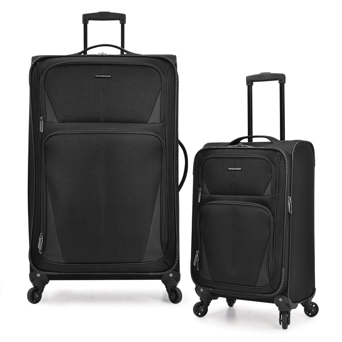 U.S. Traveler Aviron Bay Expandable Softside Luggage with Spinner Wheels, Black, 2-Piece Set