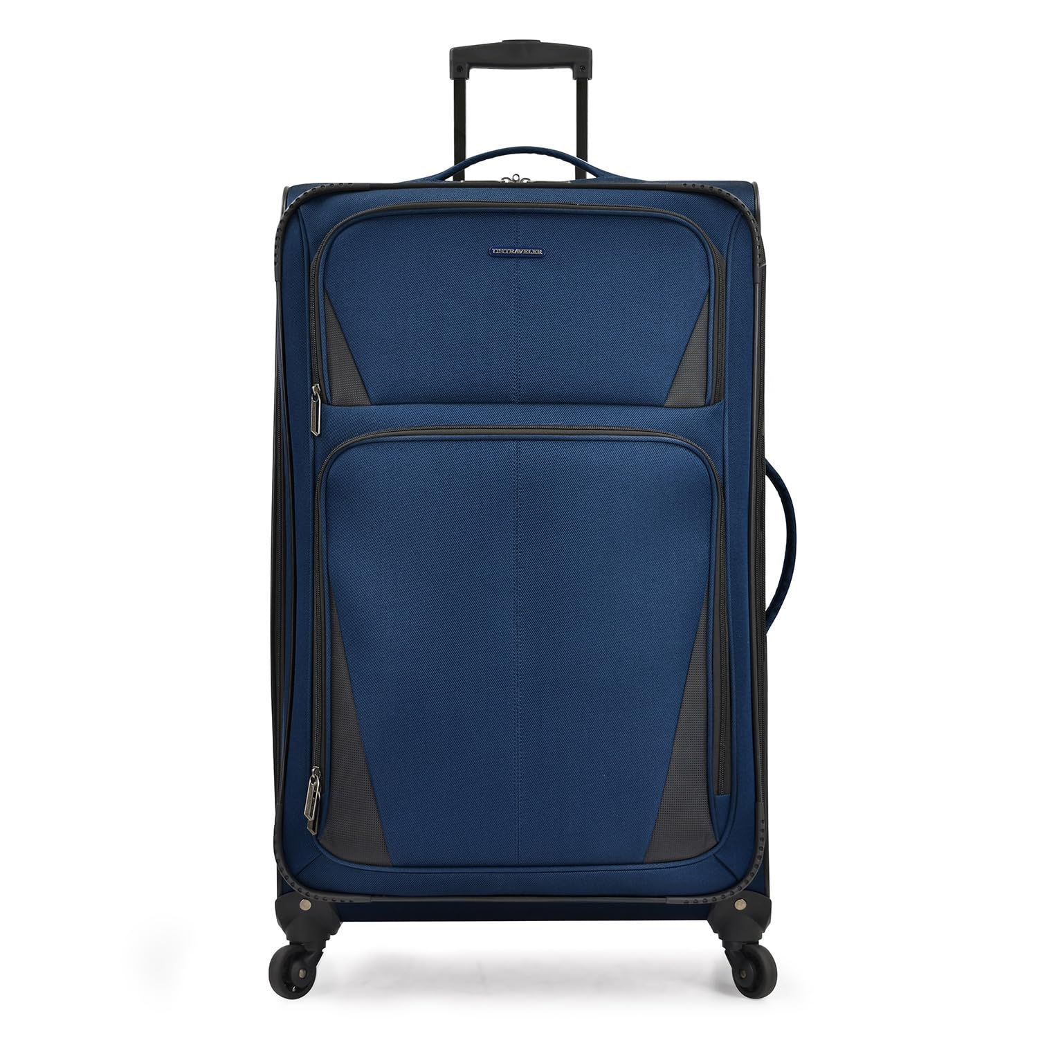 U.S. Traveler Aviron Bay Expandable Softside Luggage with Spinner Wheels, Navy, Large 31-Inch