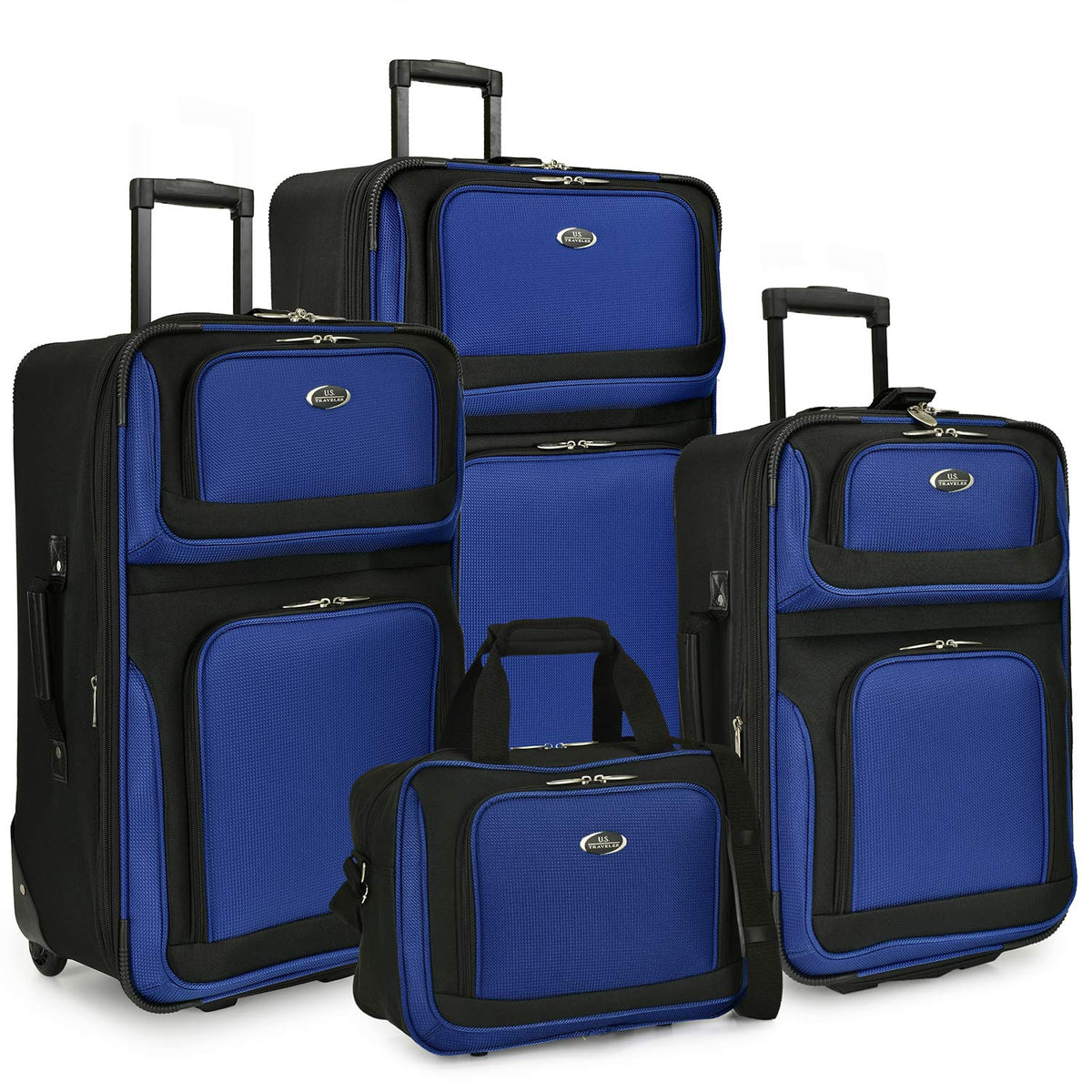 U.S. Traveler New Yorker Lightweight Expandable Rolling Luggage, Blue, 4-Piece Set