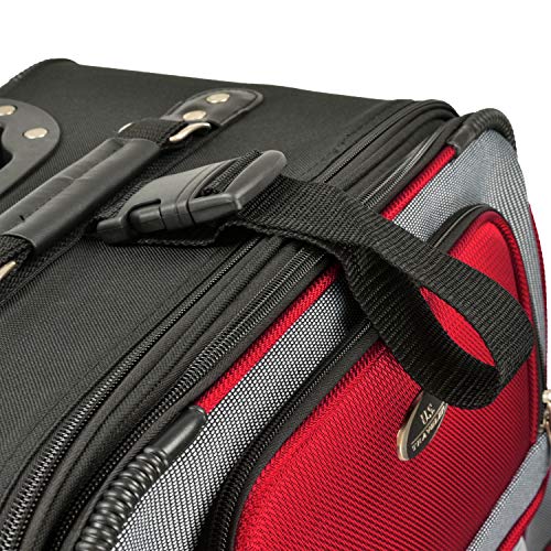U.S. Traveler New Yorker Lightweight Expandable Rolling Luggage, Red/Gray, 4 - Piece Set