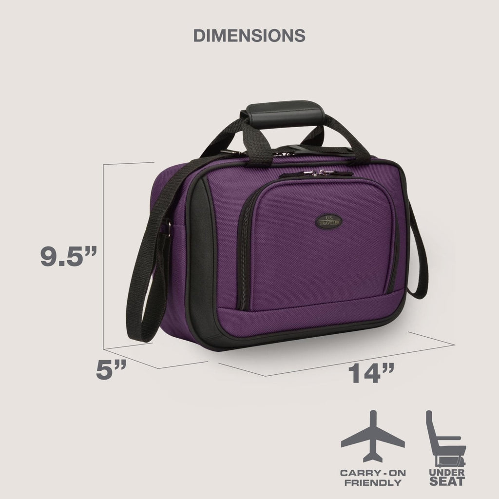 U.S. Traveler Rio 14" Travel Tote Bag, Lightweight 1200D Carry - On Bag for Women & Men, Purple