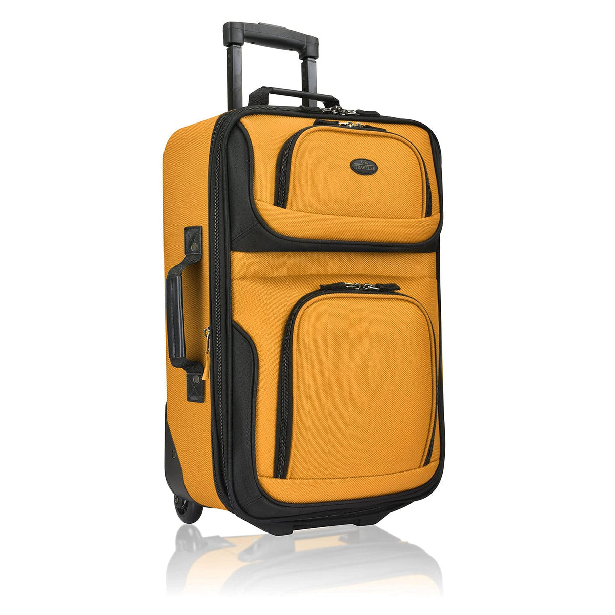 U.S. Traveler Rio Lightweight Softside Rolling Carry-on Suitcase, 2-Wheel Single, Orange