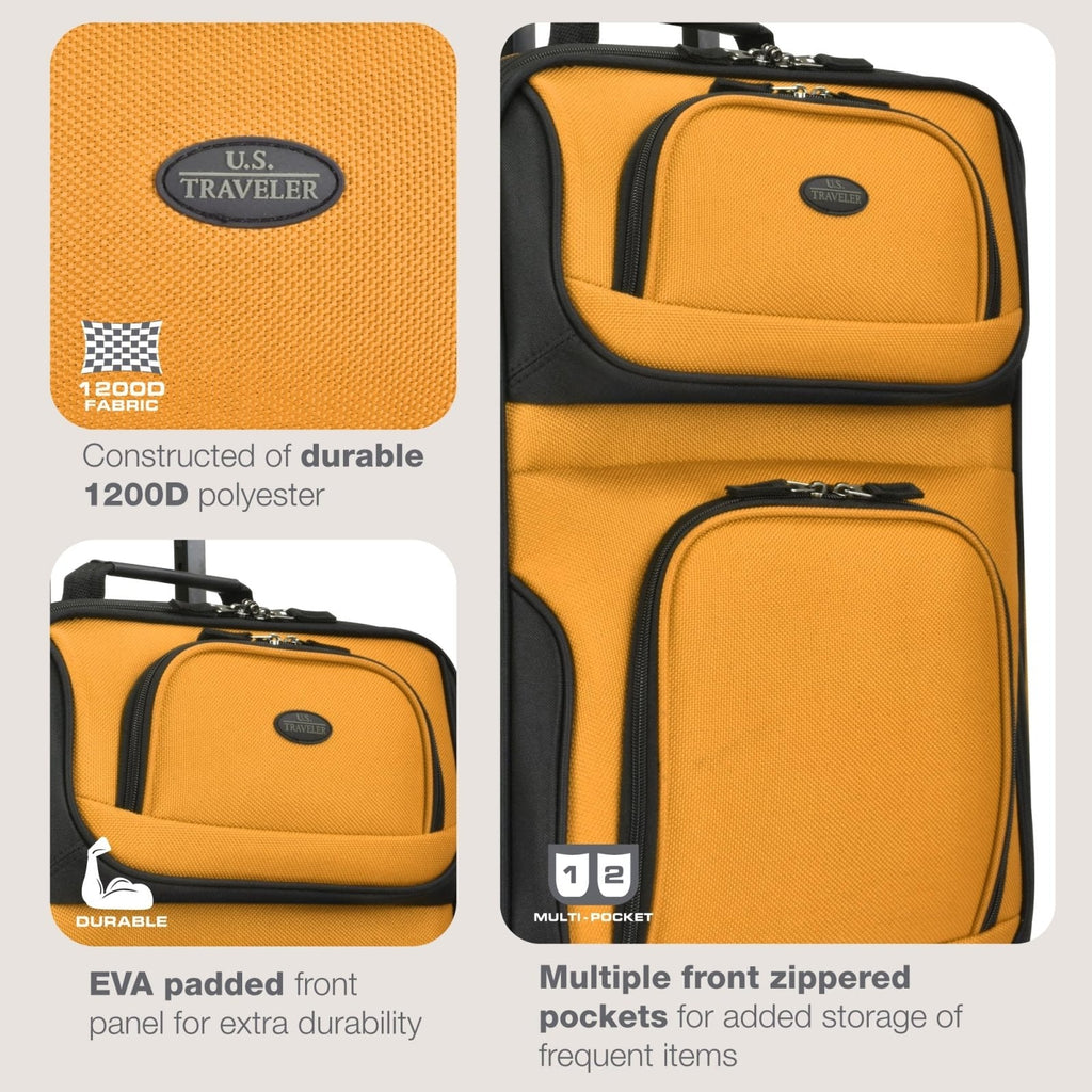 U.S. Traveler Rio Lightweight Softside Rolling Carry - on Suitcase, 2 - Wheel Single, Orange