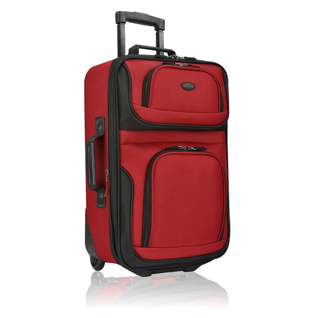 U.S. Traveler Rio Lightweight Softside Rolling Carry-on Suitcase, 2-Wheel Single, Red