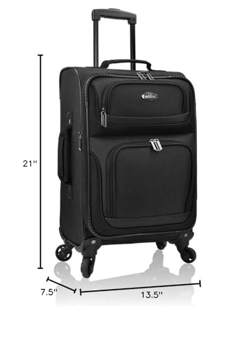 U.S. Traveler Rio Lightweight Softside Rolling Carry - on Suitcase, 4 - Wheel Set, Black