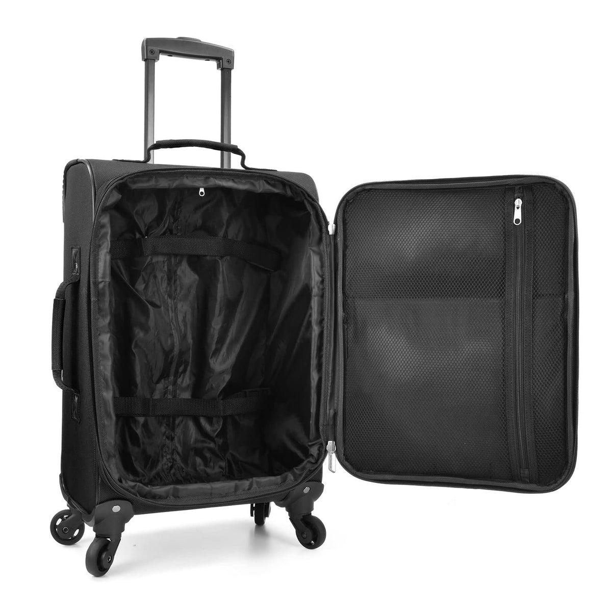 U.S. Traveler Rio Lightweight Softside Rolling Carry - on Suitcase, 4 - Wheel Set, Black