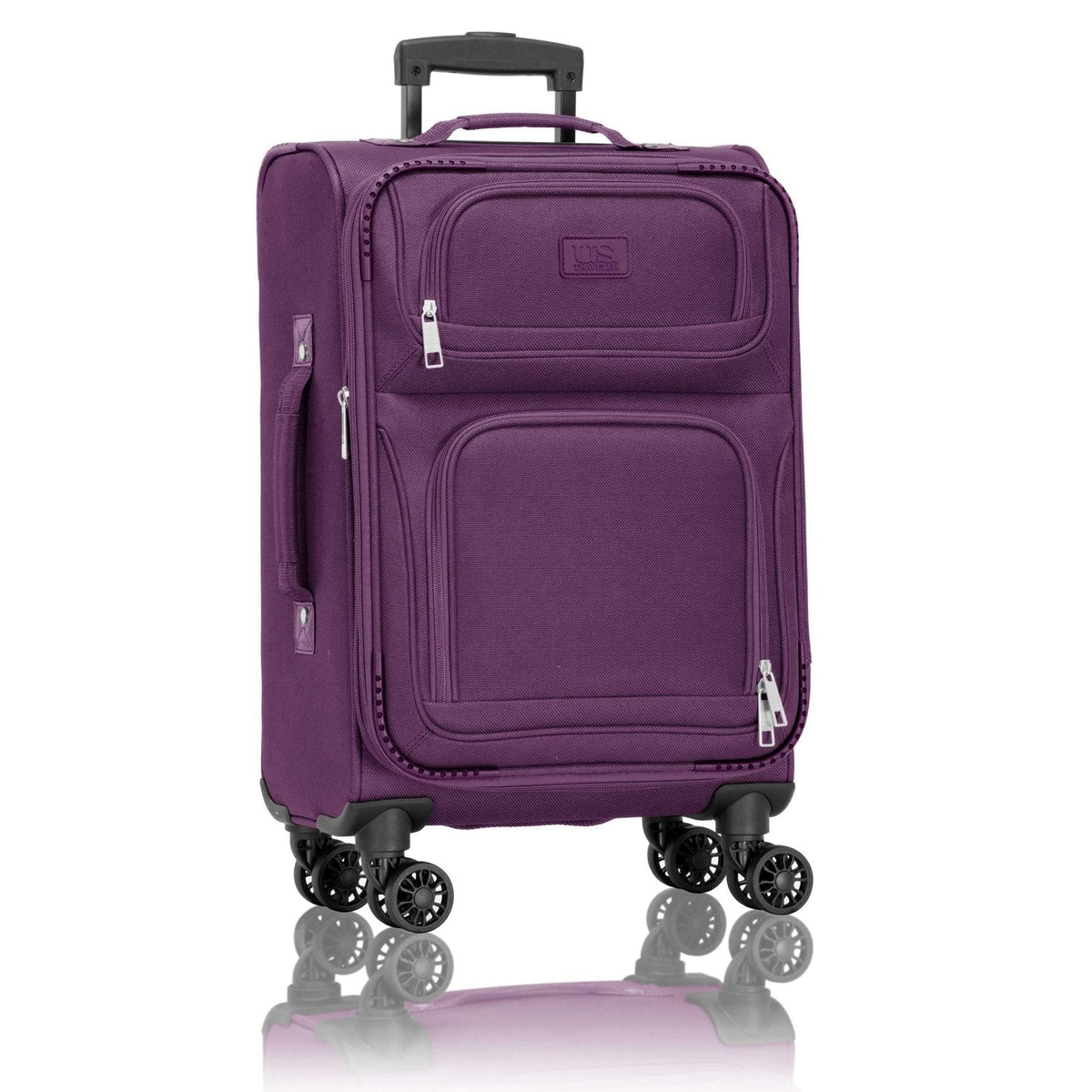 U.S. Traveler Rio Lightweight Softside Rolling Carry-on Suitcase, 4-Wheel Single, Purple