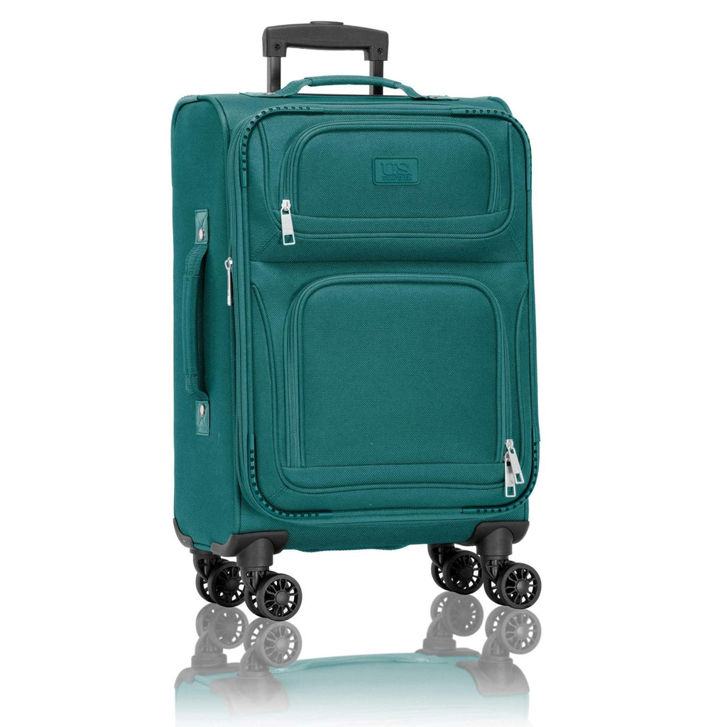 U.S. Traveler Rio Lightweight Softside Rolling Carry-on Suitcase, 4-Wheel Single, Teal