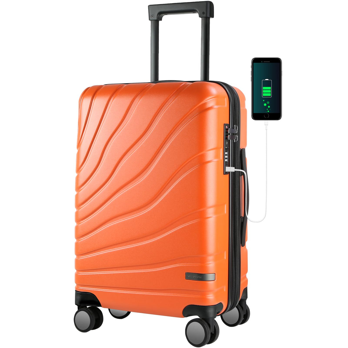 VANKEAN Carry On Luggage with Spinner Wheels & TSA Lock, Expandable Fashionable Hard Shell Suitcase airline approved，20 Inch Carry-On，Orange