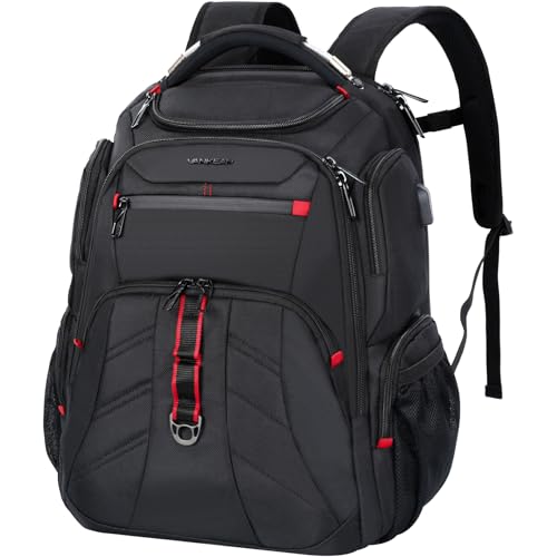 VANKEAN Travel Laptop Backpack 17.3 Inch TSA Friendly, Water-Repellent Anti Theft XL Computer Backpack with RFID Pockets College Backpacks with USB Port for Men Women Business Work Bag, Black