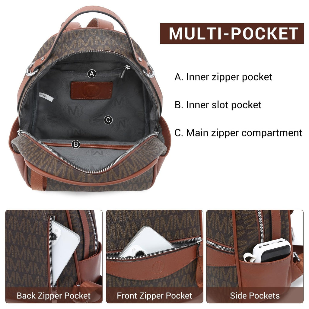 VANSARTO Mini Backpack Purse for Women Multi Pocket Small Backpacks Ladies Convertible Shoulder Handbags Designer Travel Backpack with Wide Strap, Coffee/Brown