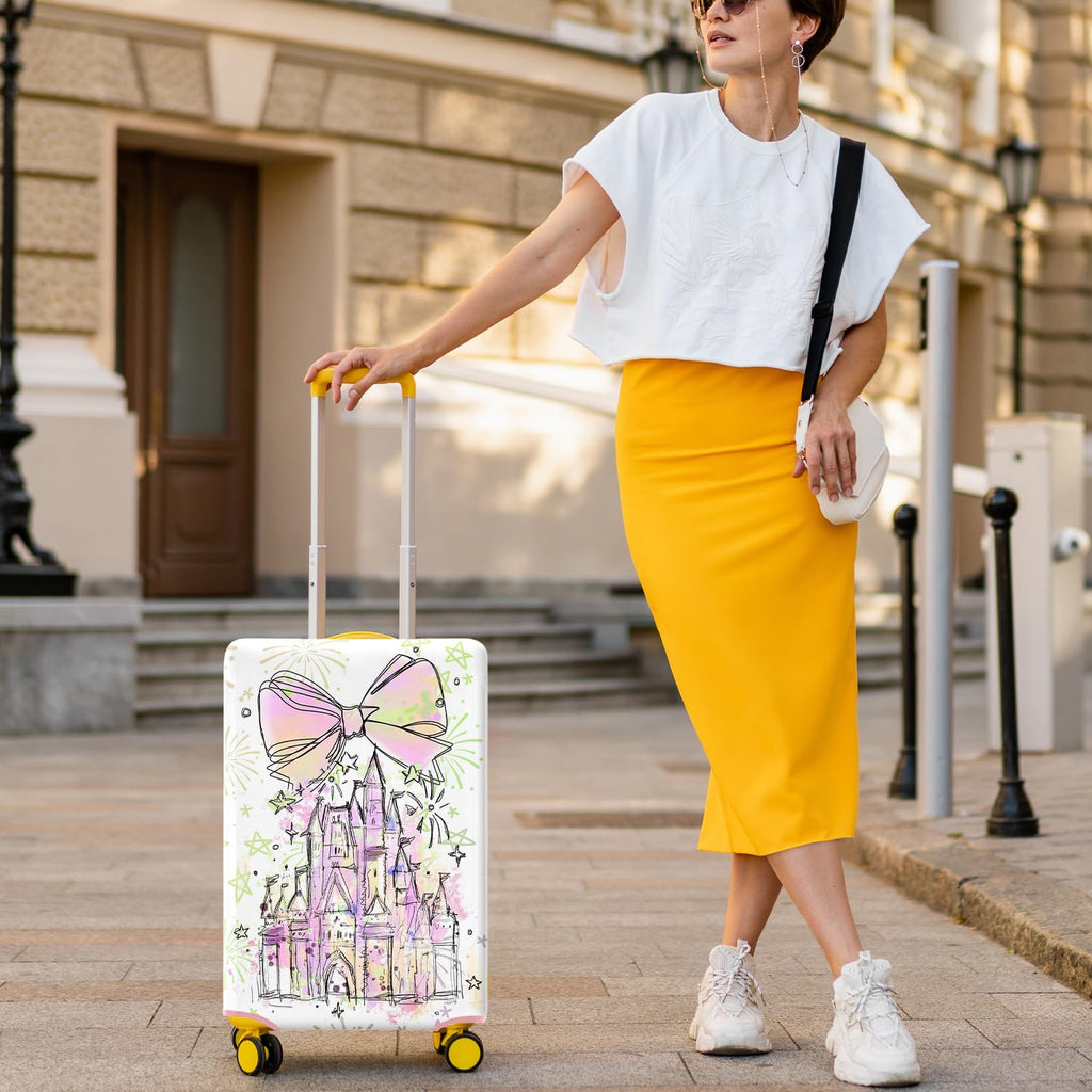 Vehcimbev Cartoon Castle Luggage Cover Washable Elastic Fireworks Bowknot Travel Suitcase Cover Anti - scratch Suitcase cover Fits 29 - 32 Inch Luggage Cover