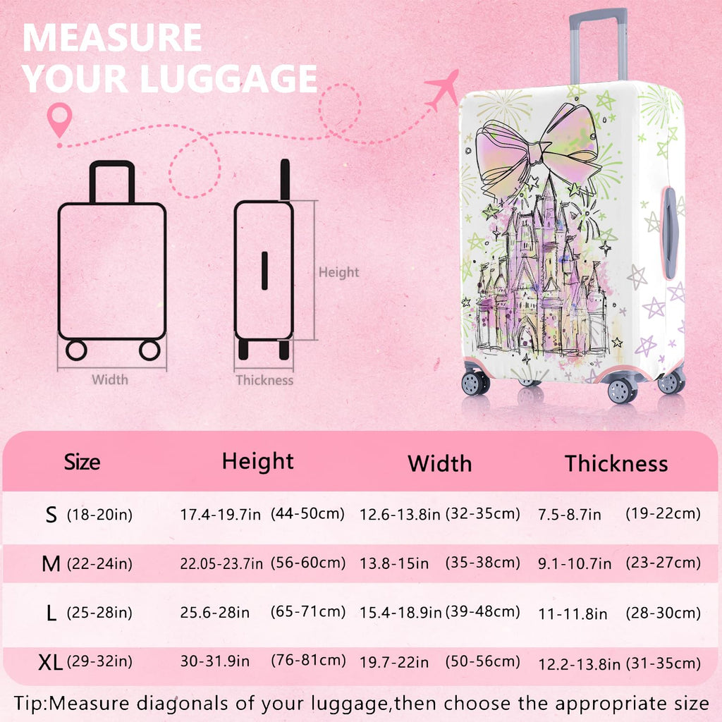 Vehcimbev Cartoon Castle Luggage Cover Washable Elastic Fireworks Bowknot Travel Suitcase Cover Anti - scratch Suitcase cover Fits 29 - 32 Inch Luggage Cover