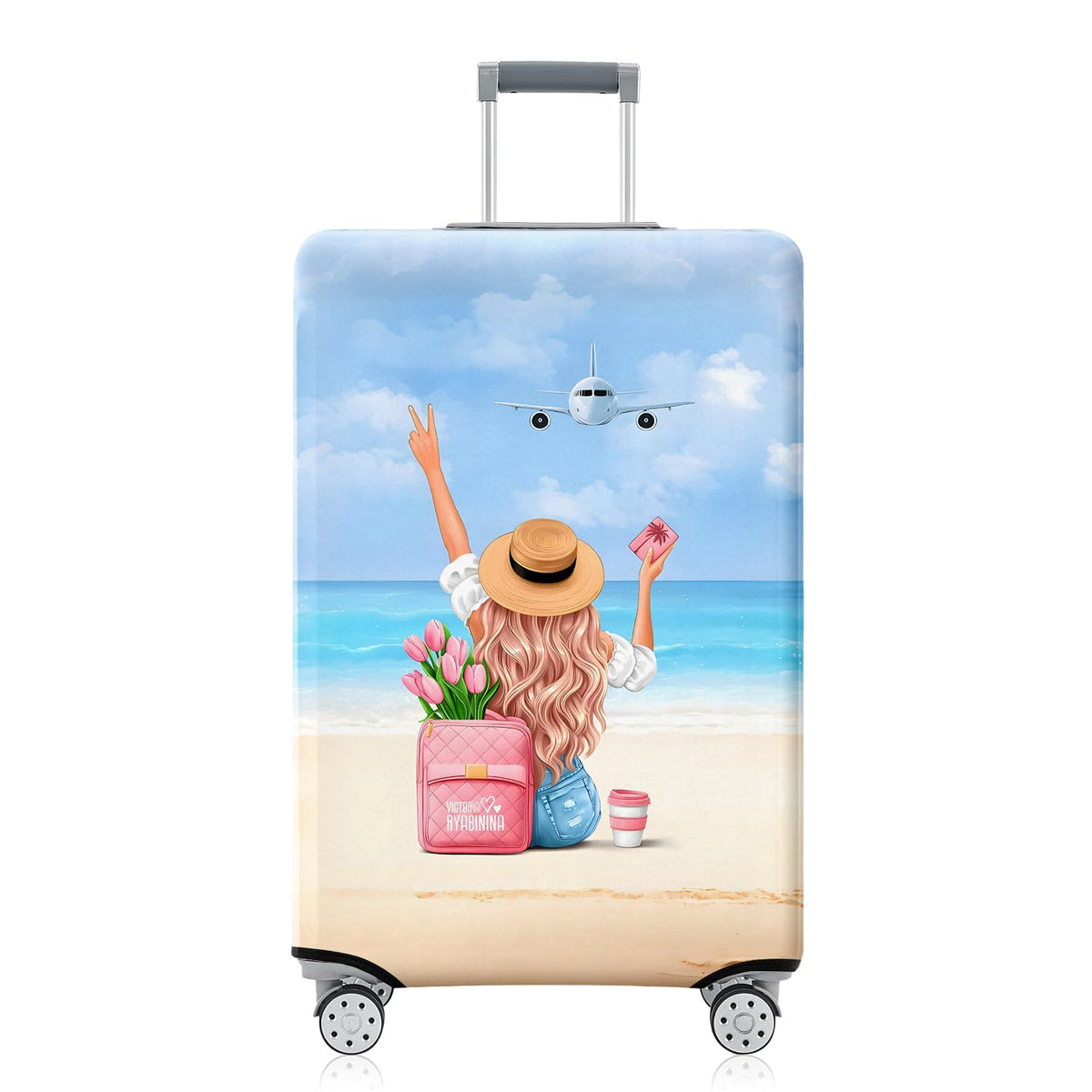 Vehcimbev Holiday Beach Luggage Cover Washable Elastic Gir/Women Aeroplane Travel Suitcase Cover Anti - scratch Suitcase cover Fits 29 - 32 Inch Luggage Cover