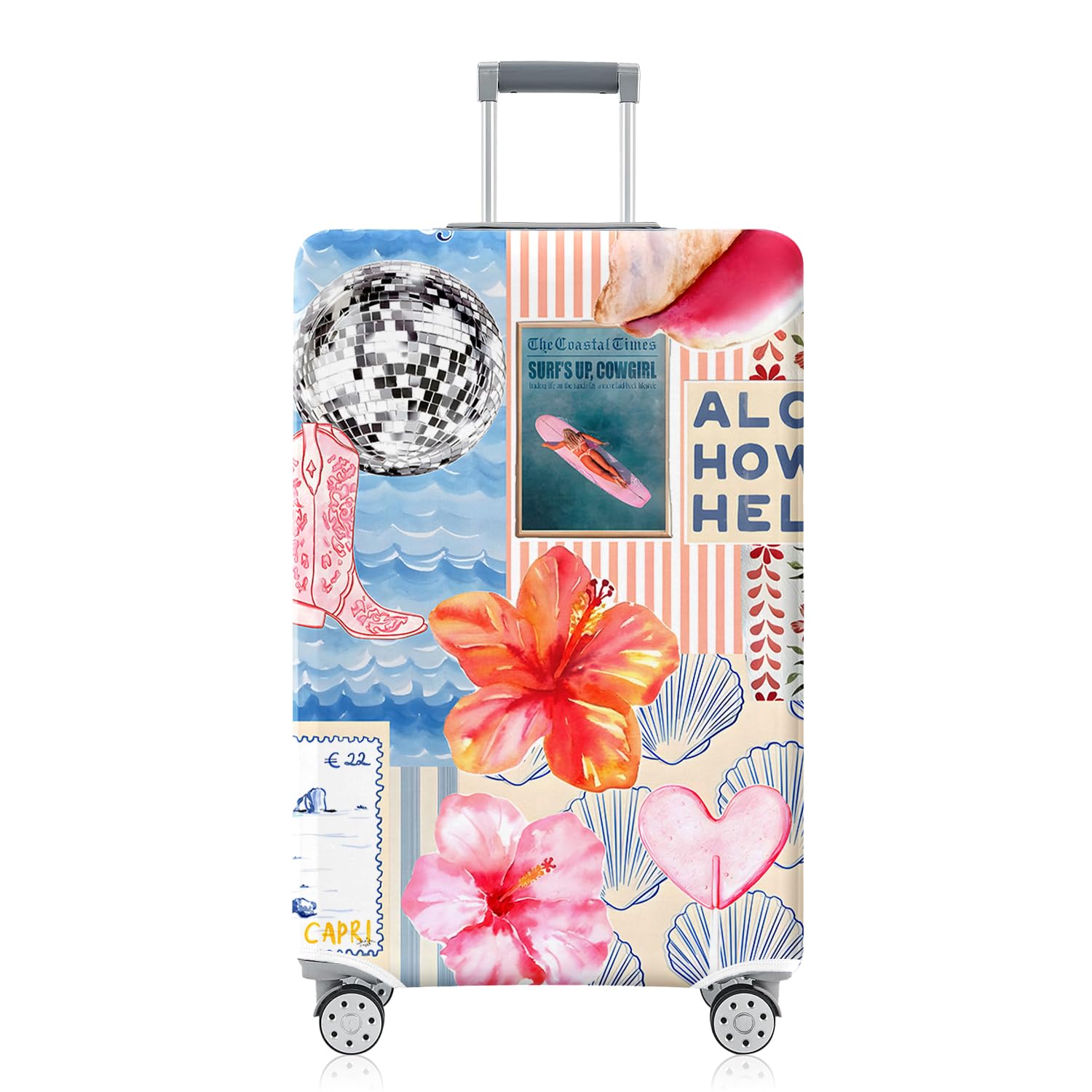 Vehcimbev Holiday Surf's Up Travel Luggage Cover Coastal Life Travel Suitcase Cover Anti-scratch Suitcase cover Fits 29-32 Inch Luggage Cover